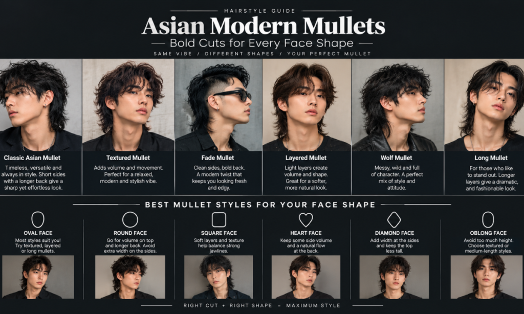 Asian Modern Mullets: Bold Cuts for Every Face Shape
