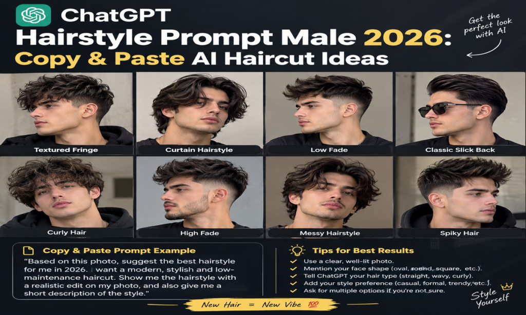 ChatGPT Hairstyle Prompt Male 2026: Copy & Paste AI Haircut Ideas
